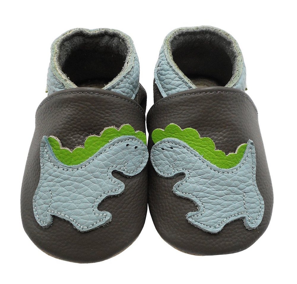 Yalion Weiche Leder Krabbelschuhe Lauflernschuhe Hausschuhe Grau Krabbelschuh