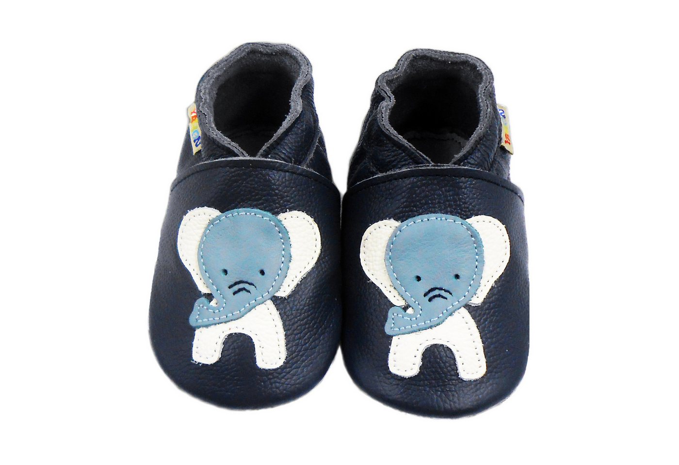 Yalion Weiche Leder Lauflernschuhe Hausschuhe Lederpuschen Elefant Dunkelblau Krabbelschuh