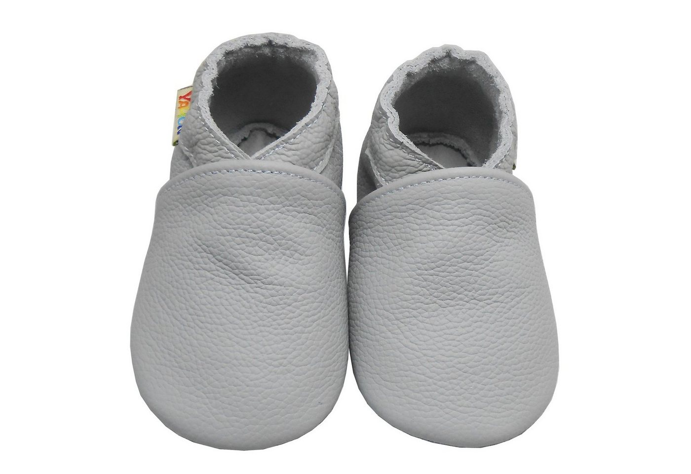 Yalion Weiche Leder Lauflernschuhe Hausschuhe Lederpuschen Grau 100% Leder Krabbelschuh