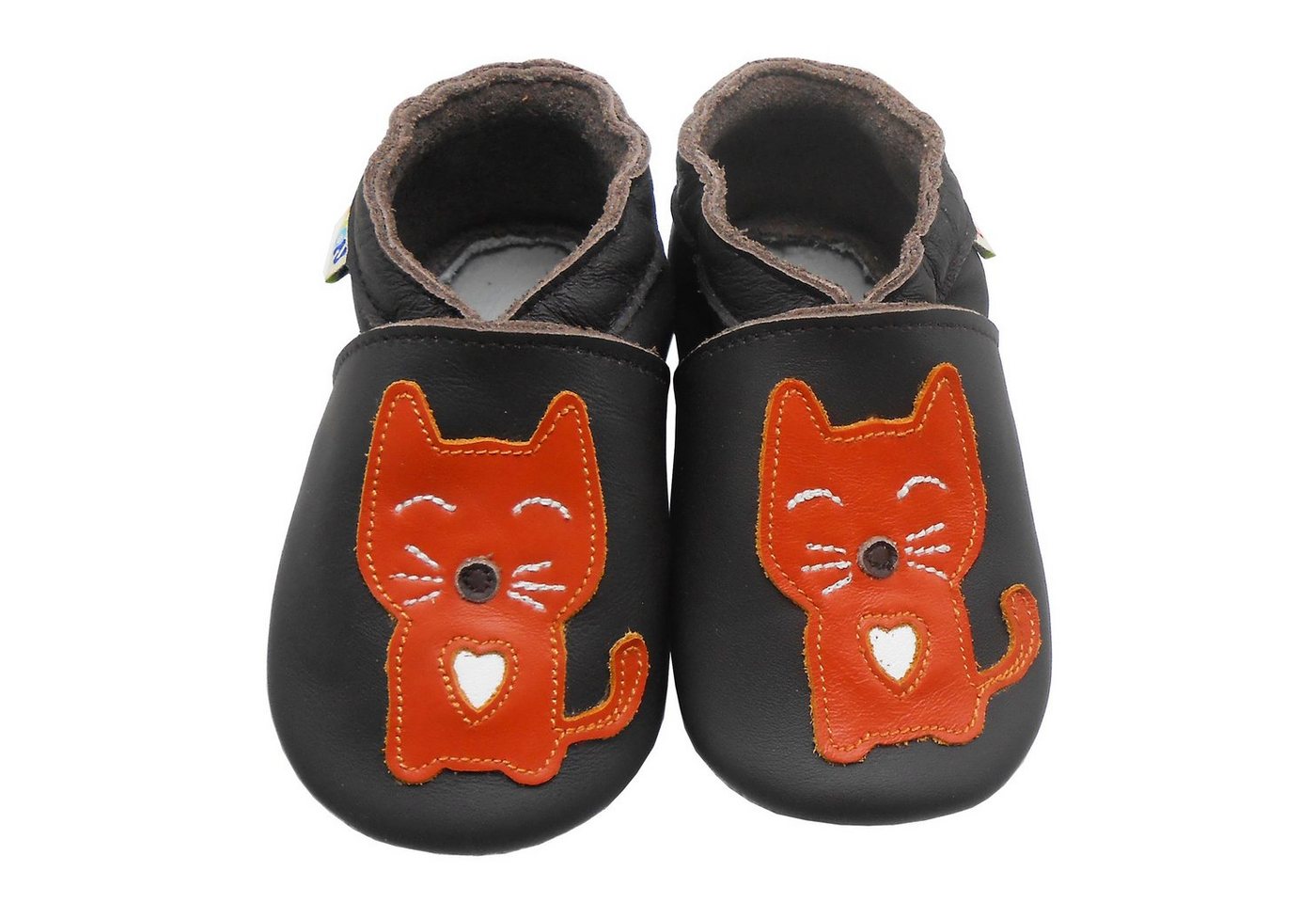 Yalion Weiche Leder Lauflernschuhe Hausschuhe Lederpuschen Katze Schwarz Krabbelschuh