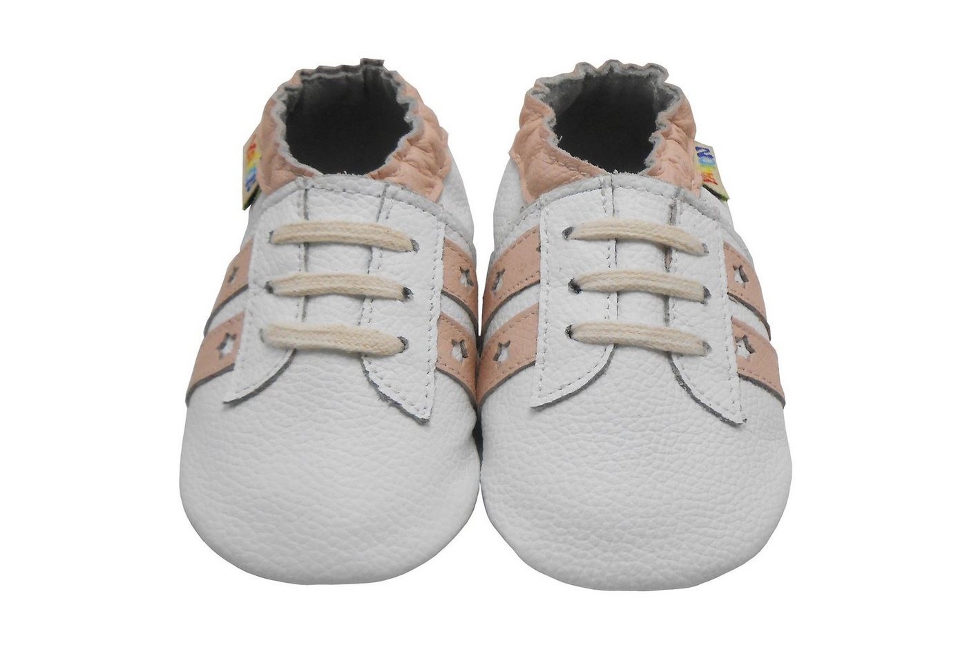 Yalion Weiche Leder Lauflernschuhe Hausschuhe Lederpuschen Streifen Rosa Krabbelschuh elastisch