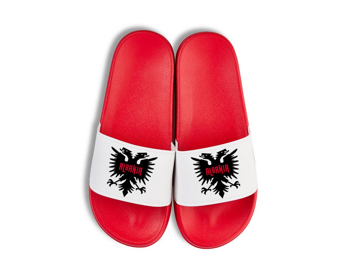 Youth Designz Albanien Adler EM 2024 Unisex Badelatschen Flip Flops Badeschuh mit Fußball Design für Herren & Damen