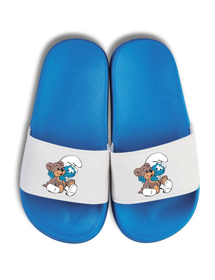 Youth Designz Baby Schlumpf Kinder Badelatschen Flip Flops Badeschuh mit lustigen Print