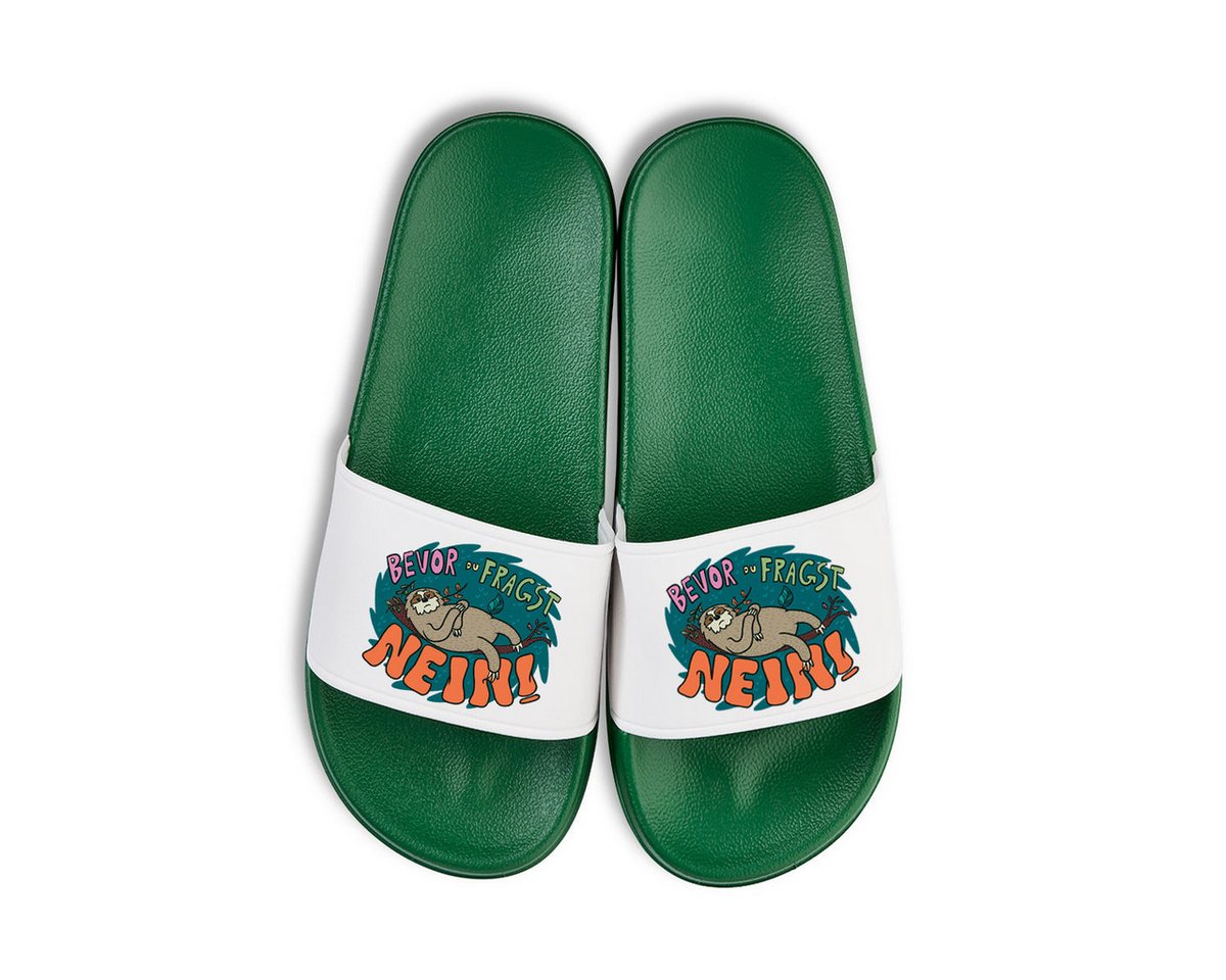 Youth Designz Faultier Nein Unisex Badelatschen Flip Flops Badeschuh mit lustigen Spruch für Damen und Herren