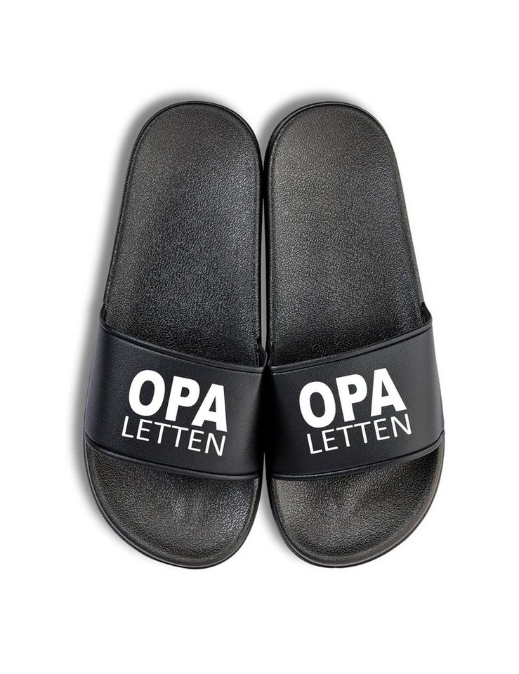 Youth Designz Herren Badelatschen "Opa Letten" Fun-Print lustig Geschenk Statement Badeschuh mit witzigen Aufdruck für Männer