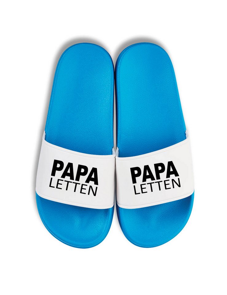 Youth Designz Herren Badelatschen "Papa Letten" Fun-Print lustig Geschenk Statement Badeschuh mit witzigen Aufdruck für Männer Väter Papa