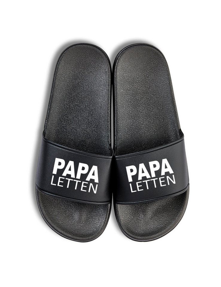 Youth Designz Herren Badelatschen "Papa Letten" Fun-Print lustig Geschenk Statement Badeschuh mit witzigen Aufdruck für Männer Väter Papa