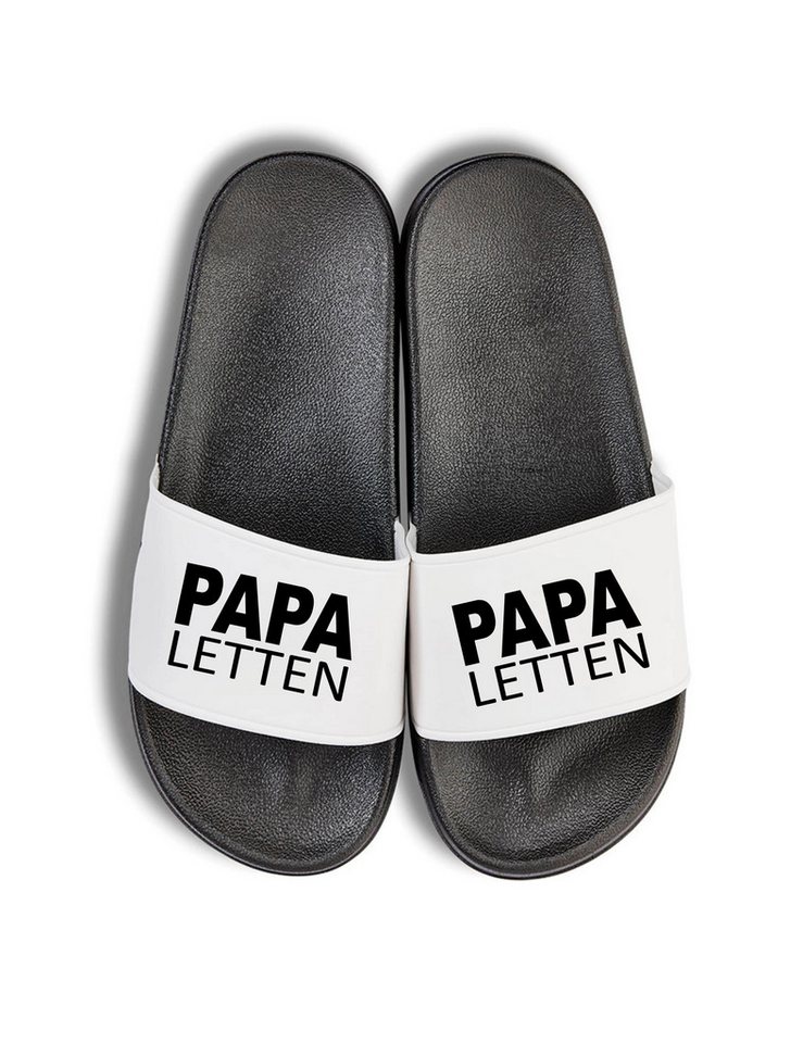 Youth Designz Herren Badelatschen "Papa Letten" Fun-Print lustig Geschenk Statement Badeschuh mit witzigen Aufdruck für Männer Väter Papa
