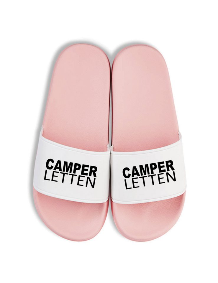 Youth Designz Herren Damen Badelatschen "Camper Letten" Print lustig Geschenk Unisex Badeschuh mit witzigen und stylischen Aufdruck für Männer und Frauen