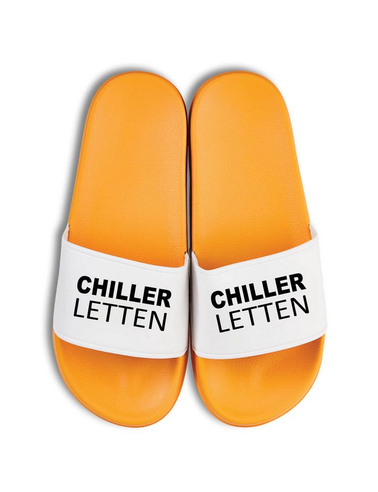Youth Designz Herren Damen Badelatschen "Chiller Letten" Fun-Print lustig Geschenk Badeschuh mit witzigen Aufdruck für Männer und Frauen
