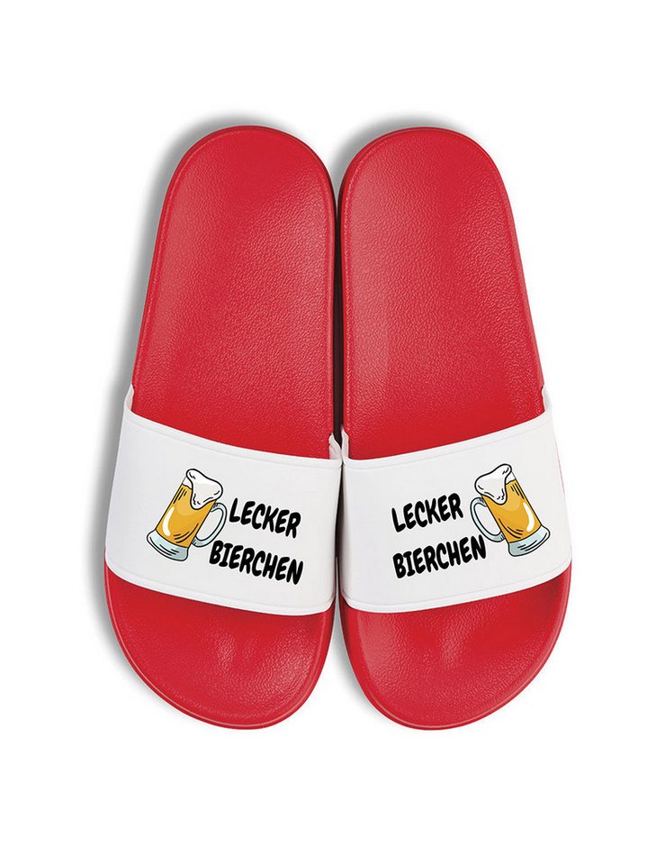 Youth Designz Herren Damen Badelatschen "LECKER BIERCHEN" lustig Geschenk Unisex Badeschuh mit witzigen und stylischen Aufdruck für Männer und Frauen