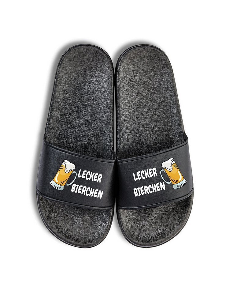 Youth Designz Herren Damen Badelatschen "LECKER BIERCHEN" lustig Geschenk Unisex Badeschuh mit witzigen und stylischen Aufdruck für Männer und Frauen