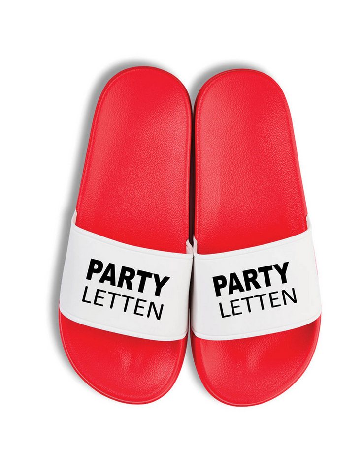 Youth Designz Herren Damen Badelatschen "Party Letten" Fun-Print Statemnet Geschenk Badeschuh mit lustigen Aufdruck für Männer und Frauen