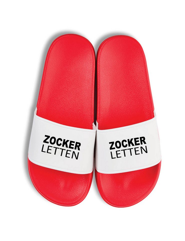 Youth Designz Herren Damen Badelatschen "Zocker Letten" Fun-Print lustig Geschenk Badeschuh mit witzigen Aufdruck für Männer und Frauen Statement