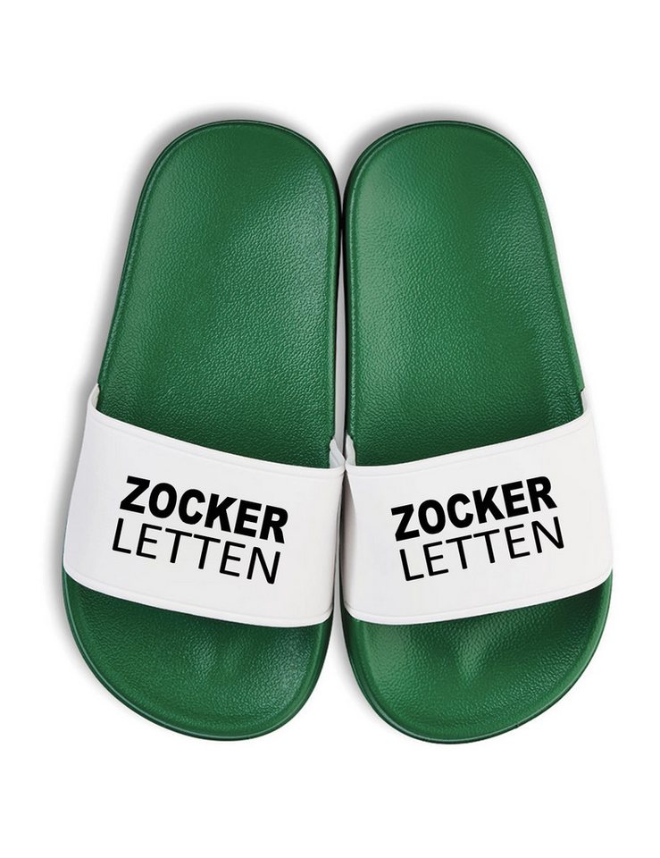 Youth Designz Kinder Badelatschen "Zocker Letten" Fun-Print lustig Geschenk Badeschuh mit witzigen Aufdruck für Kinder Statement