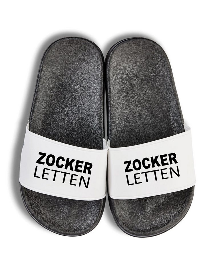 Youth Designz Kinder Badelatschen "Zocker Letten" Fun-Print lustig Geschenk Badeschuh mit witzigen Aufdruck für Kinder Statement