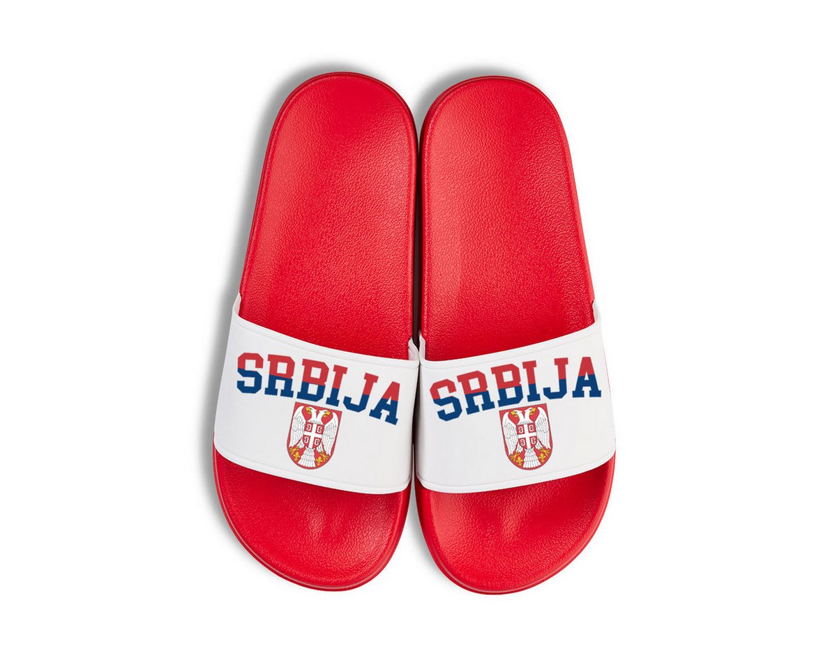 Youth Designz Serbien EM 2024 Unisex Badelatschen Flip Flops Badeschuh mit modischem Fußball Logo für Herren & Damen