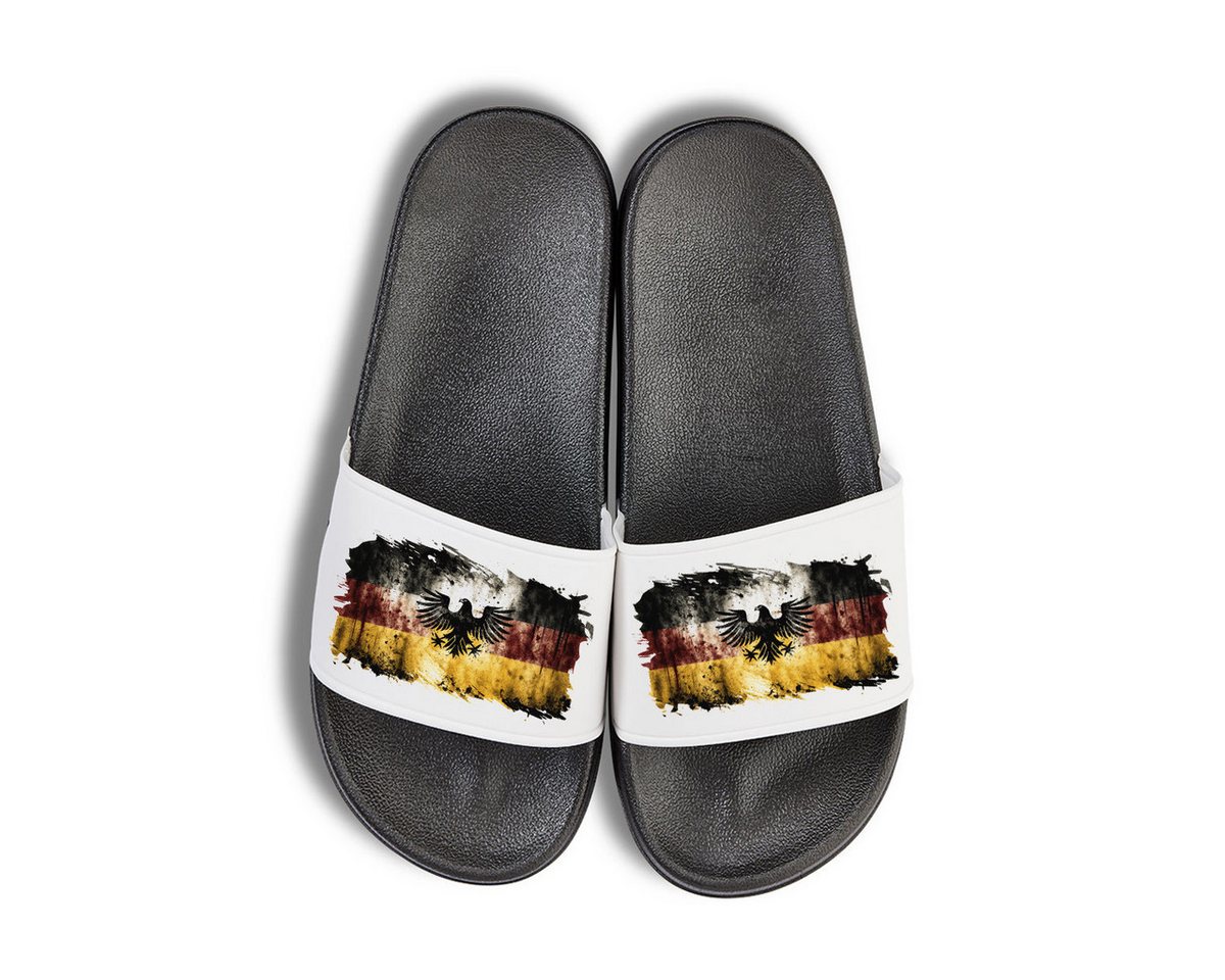 Youth Designz Vintage Deutschland EM 2024 Unisex Badelatschen Flip Flops Badeschuh mit Flagge & Adler Print für Herren & Damen