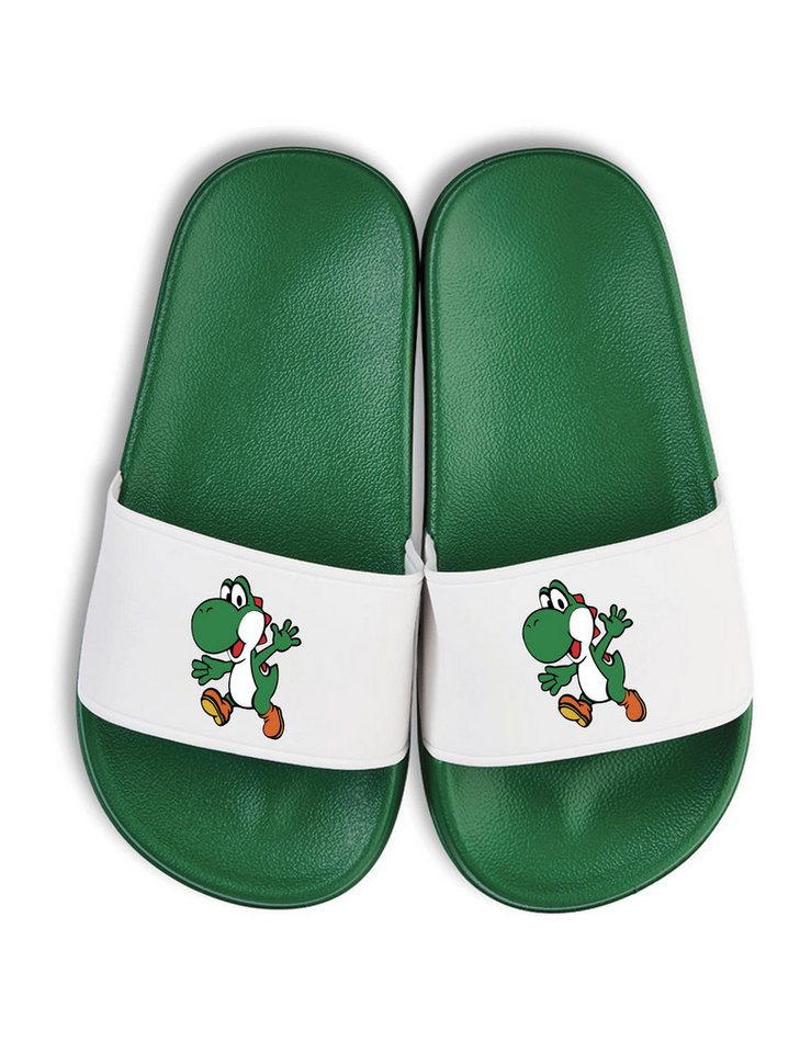 Youth Designz Yoshi Kinder Badelatschen Flip Flops Badeschuh mit lustigen Print (grün/weiß)