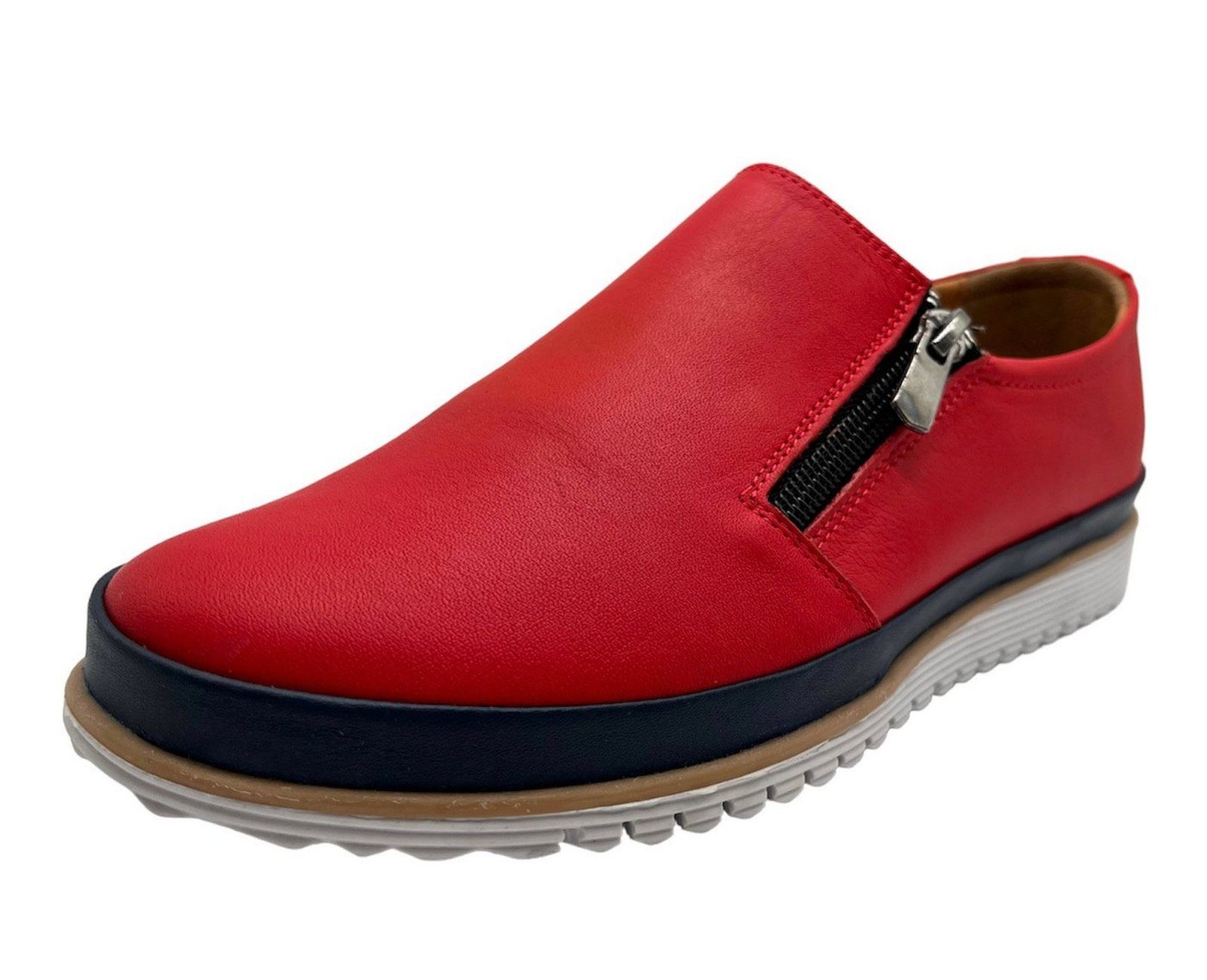 Yu&Luk Damen Schuhe Slipper Halbschuh, Schlupfschuh, Freizeitschuh mit Stretch und Reißverschluss (rot)