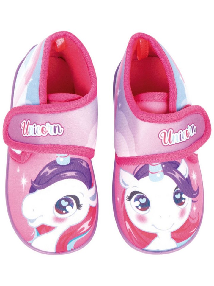 Zaska Einhorn Hausschuh Mädchen Pantoffel mit Klettverschluss Gr. 22-27
