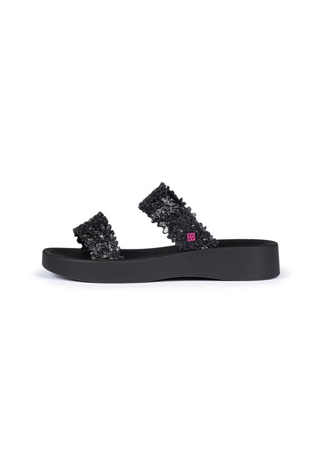 Zaxy PRIMAVERA SLIDE AD Pantolette Slides mit Doppelriemen im Blumenmuster (schwarz)