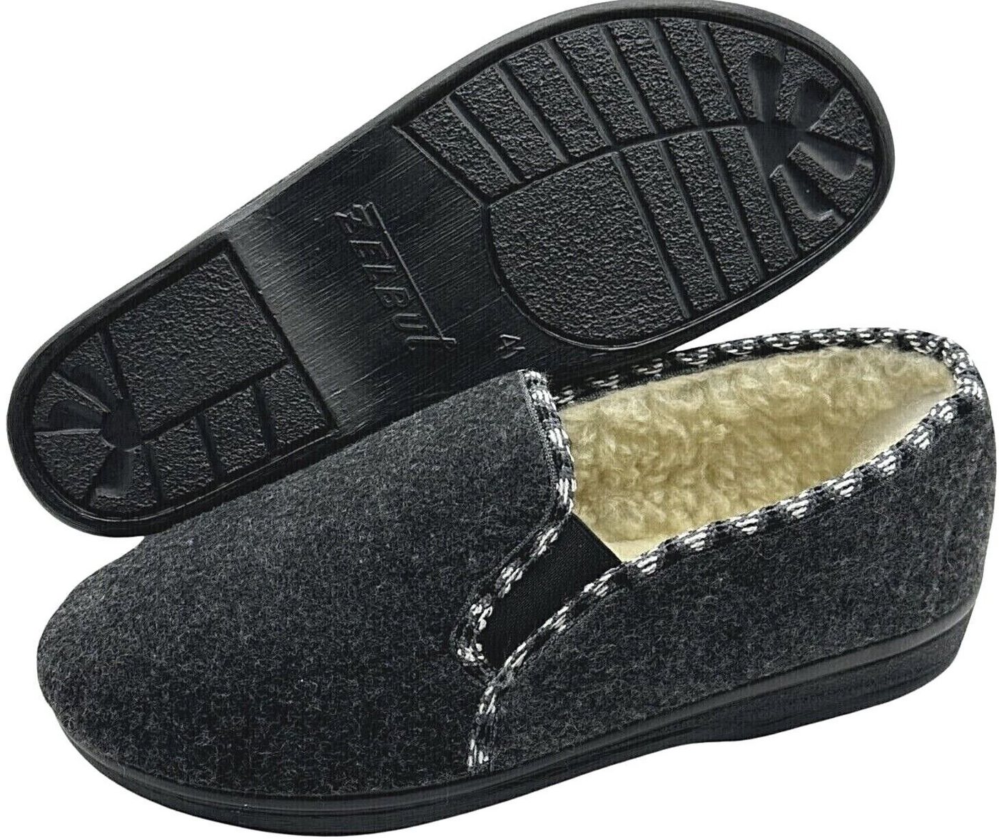 zelbut Damen Winter Hausschuhe Filz Hüttenschuhe Schafwolle Warm Gefüttert Hausschuh Schurwolle