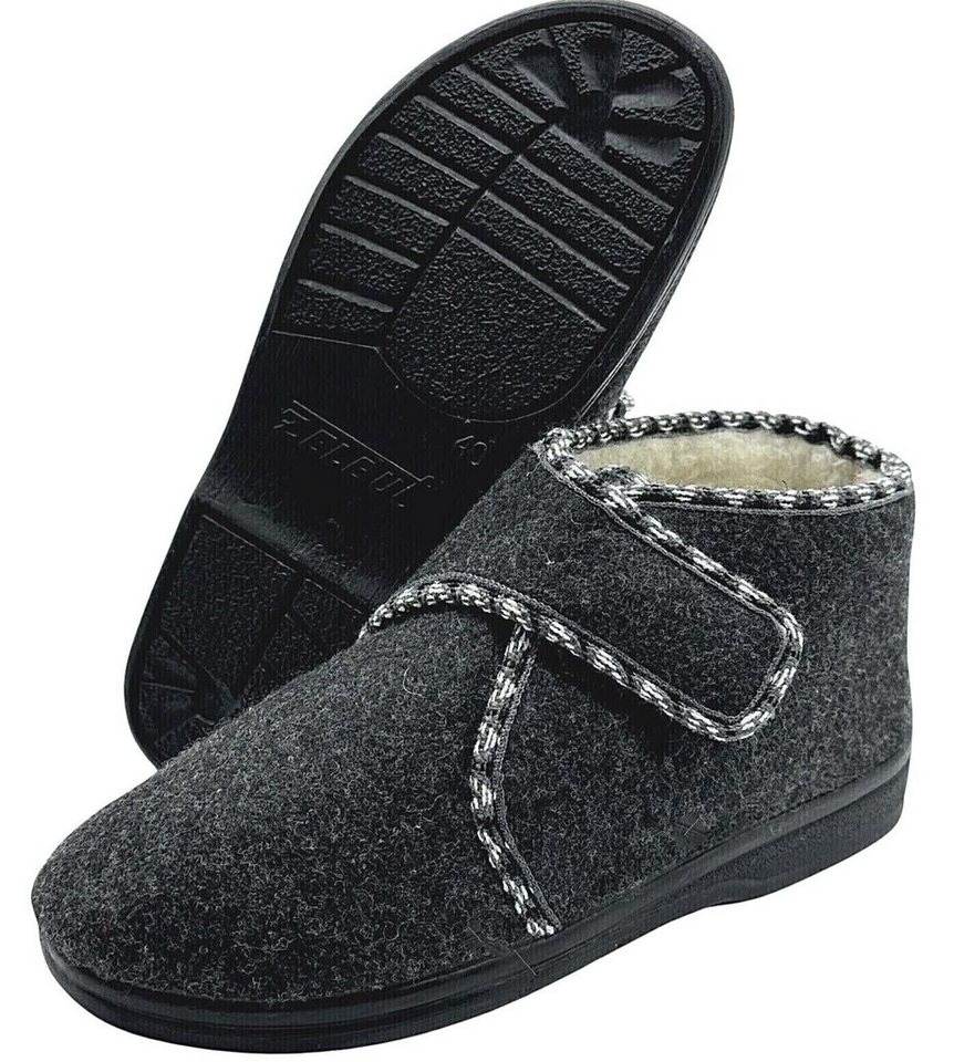 zelbut Winter Hausschuhe Filz Hüttenschuhe Schafwoll Gefüttert Pantoffeln Hausschuh Hausstiefel mit Schurwolle