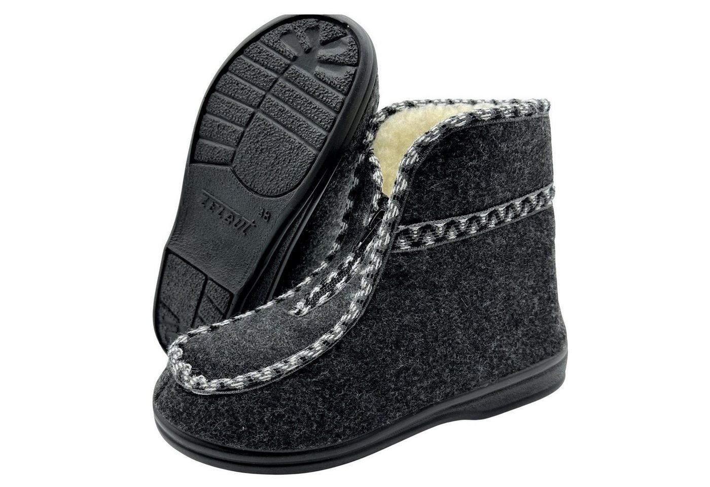 zelbut Winter Hausschuhe Filz Hüttenschuhe Schafwolle Gefüttert Pantoffeln Hausschuh Hausstiefel