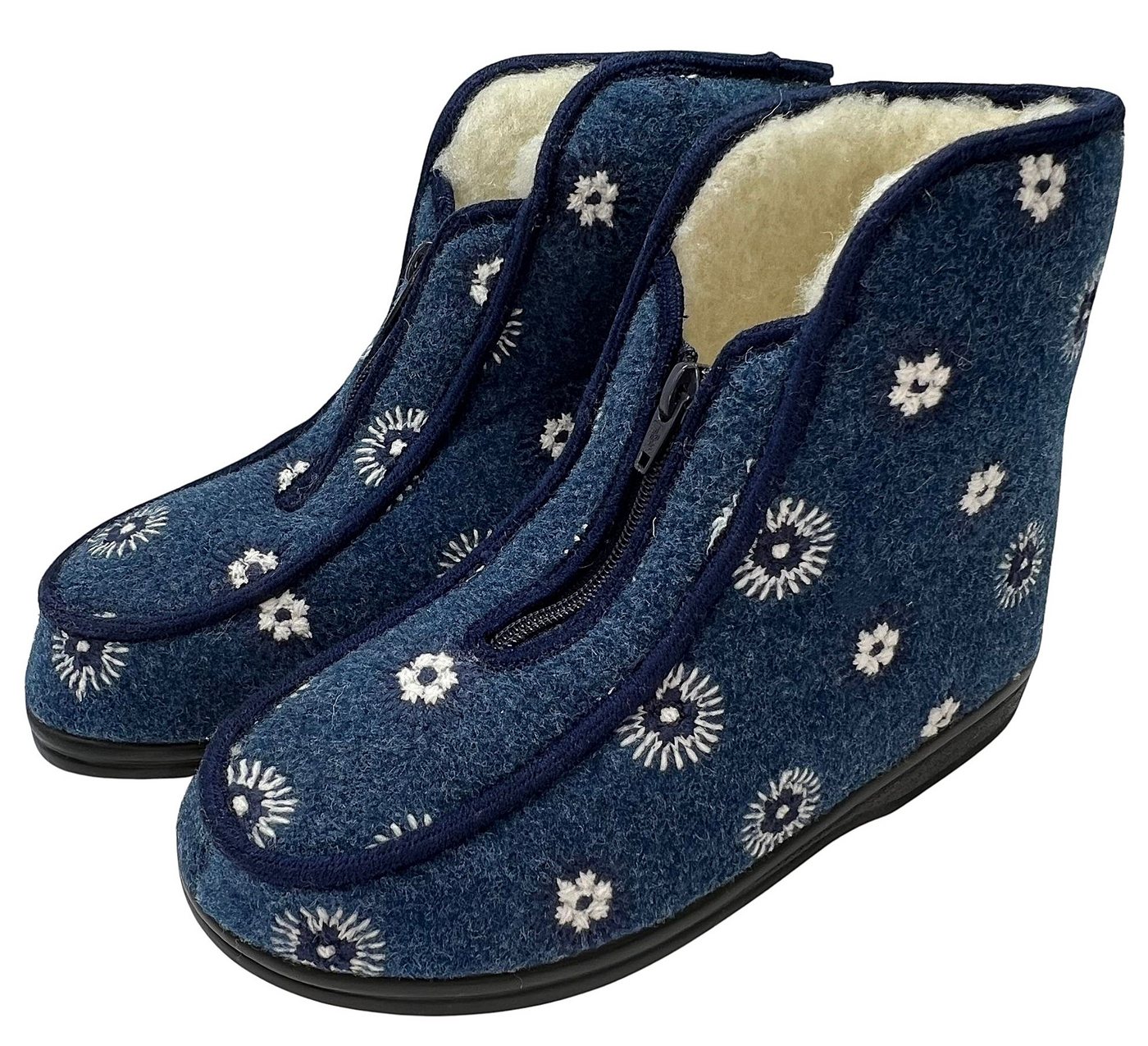 zelbut Winter Hausschuhe Filz Hüttenschuhe Schafwolle Gefüttert Pantoffeln Hausstiefel Schurwolle