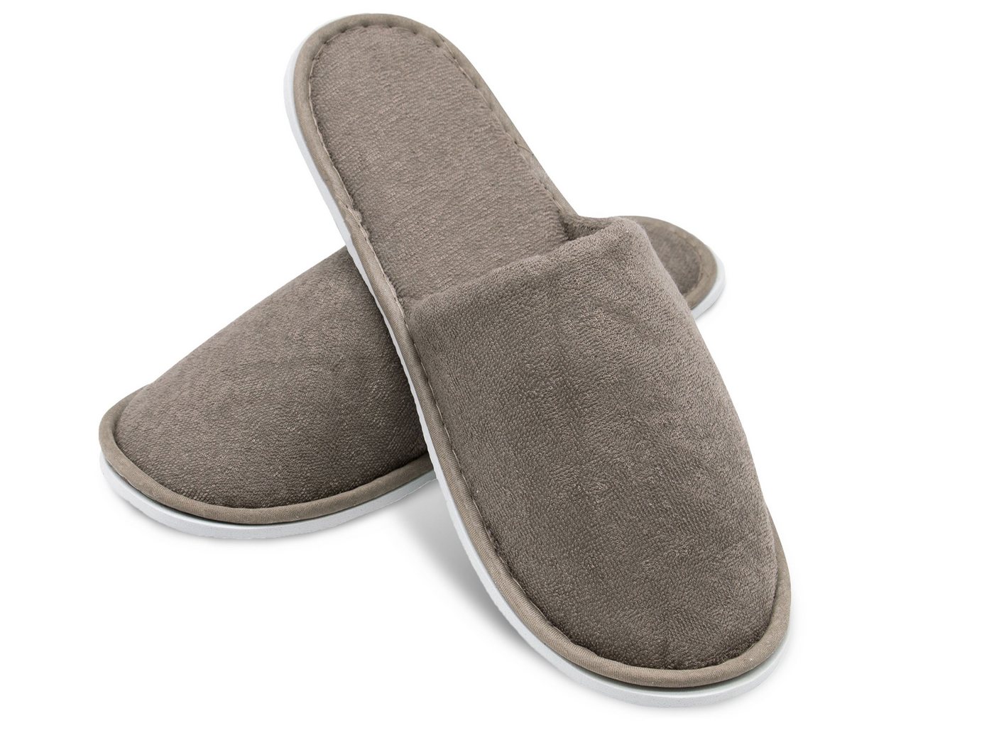 ZOLLNER Pantoffel (10-tlg) 100% Polyester, vom Hotelwäschespezialisten (braun)