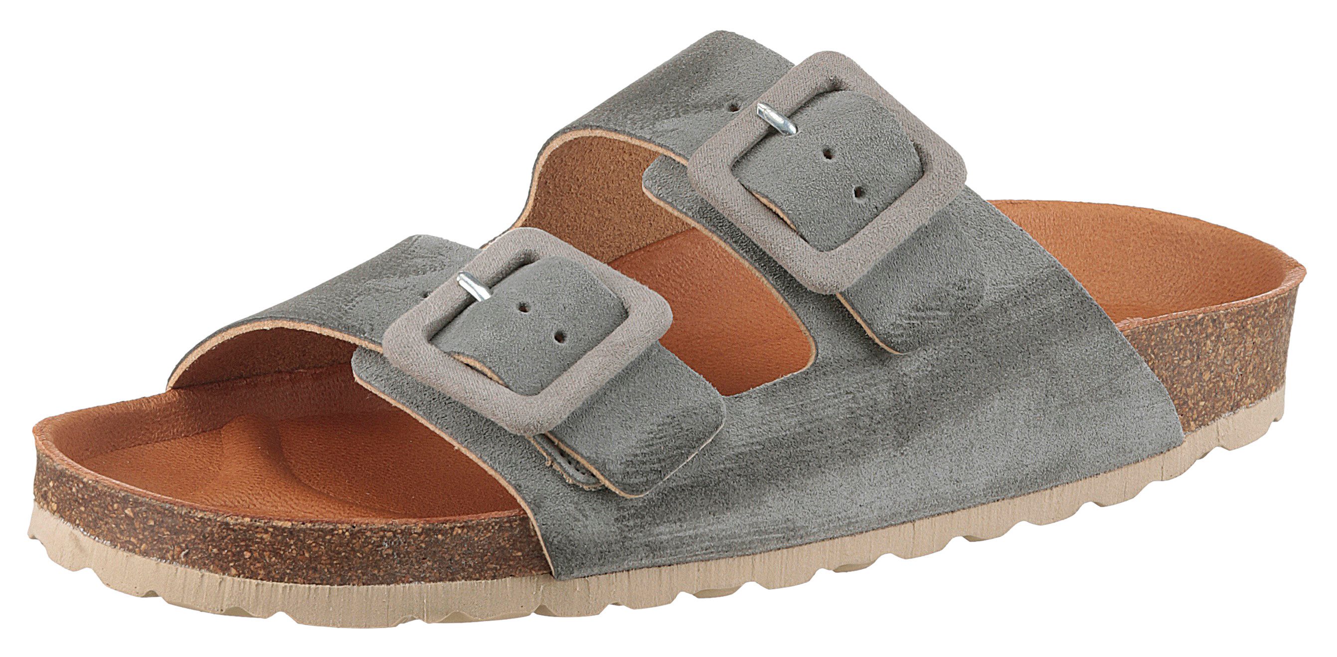 VERBENAS Randell Velour Pantolette, Sommerschuh, Schlappen, (grau)