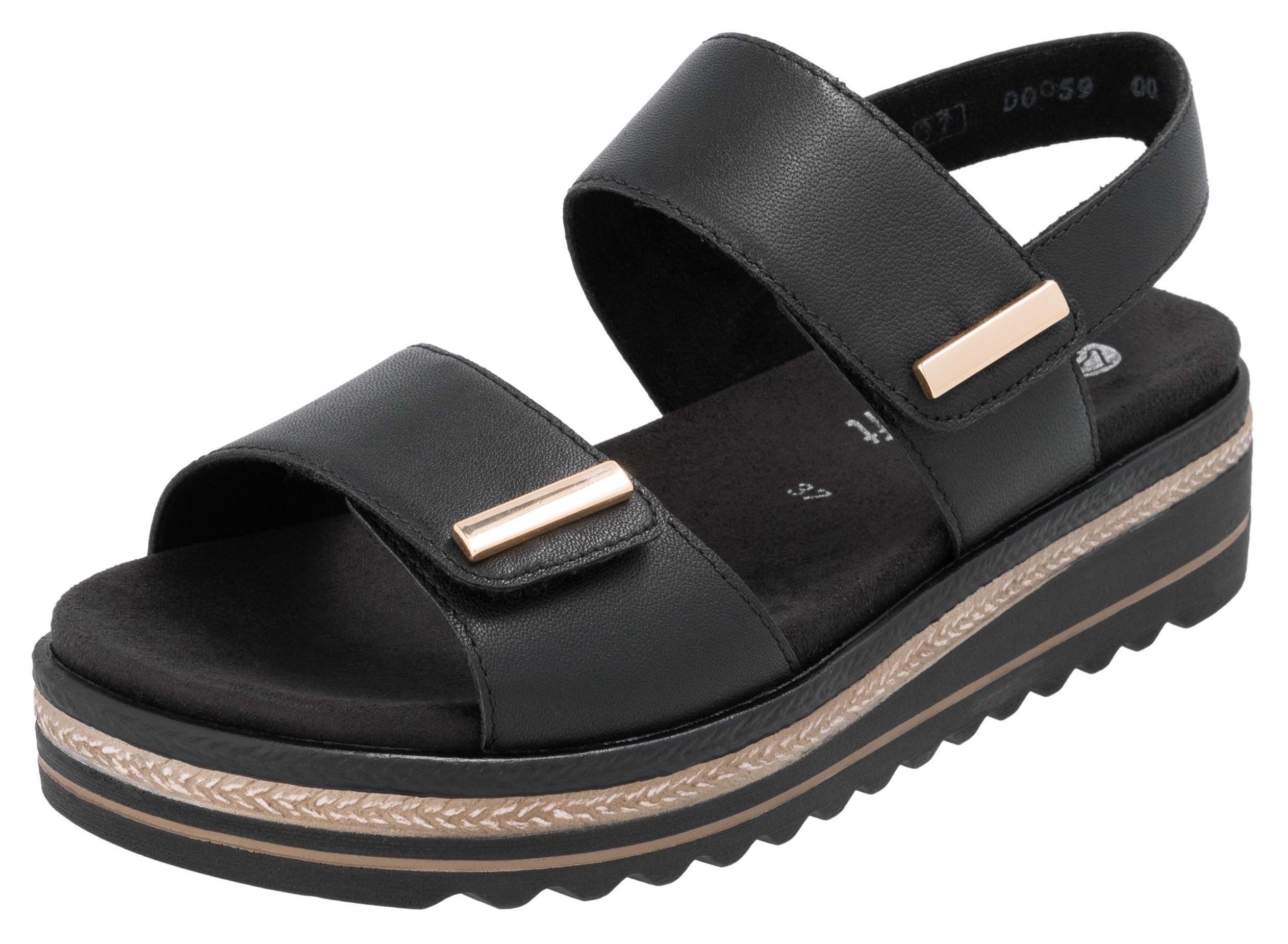 Remonte Keilsandalette, Riemchensandale, Bequemschuh mit Schmuckelementen (schwarz)