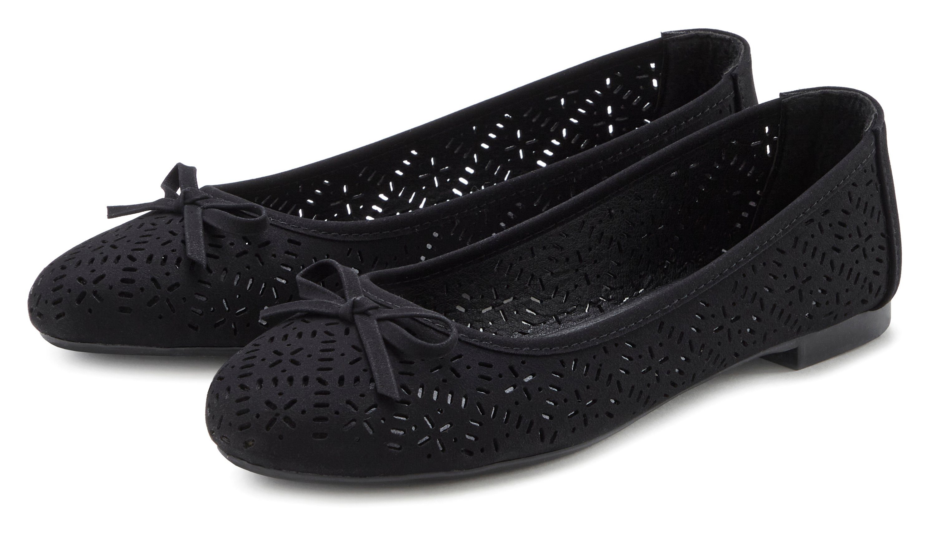 LASCANA Ballerina Freizeitschuh, Slipper, Halbschuh mit (schwarz)