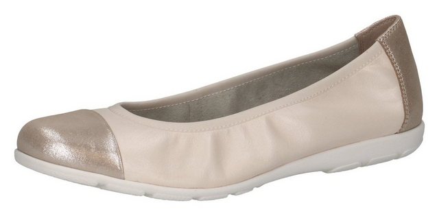 Caprice Ballerina Loafer, Slipper, Festtags Schuh mit Lack-Details (beige)