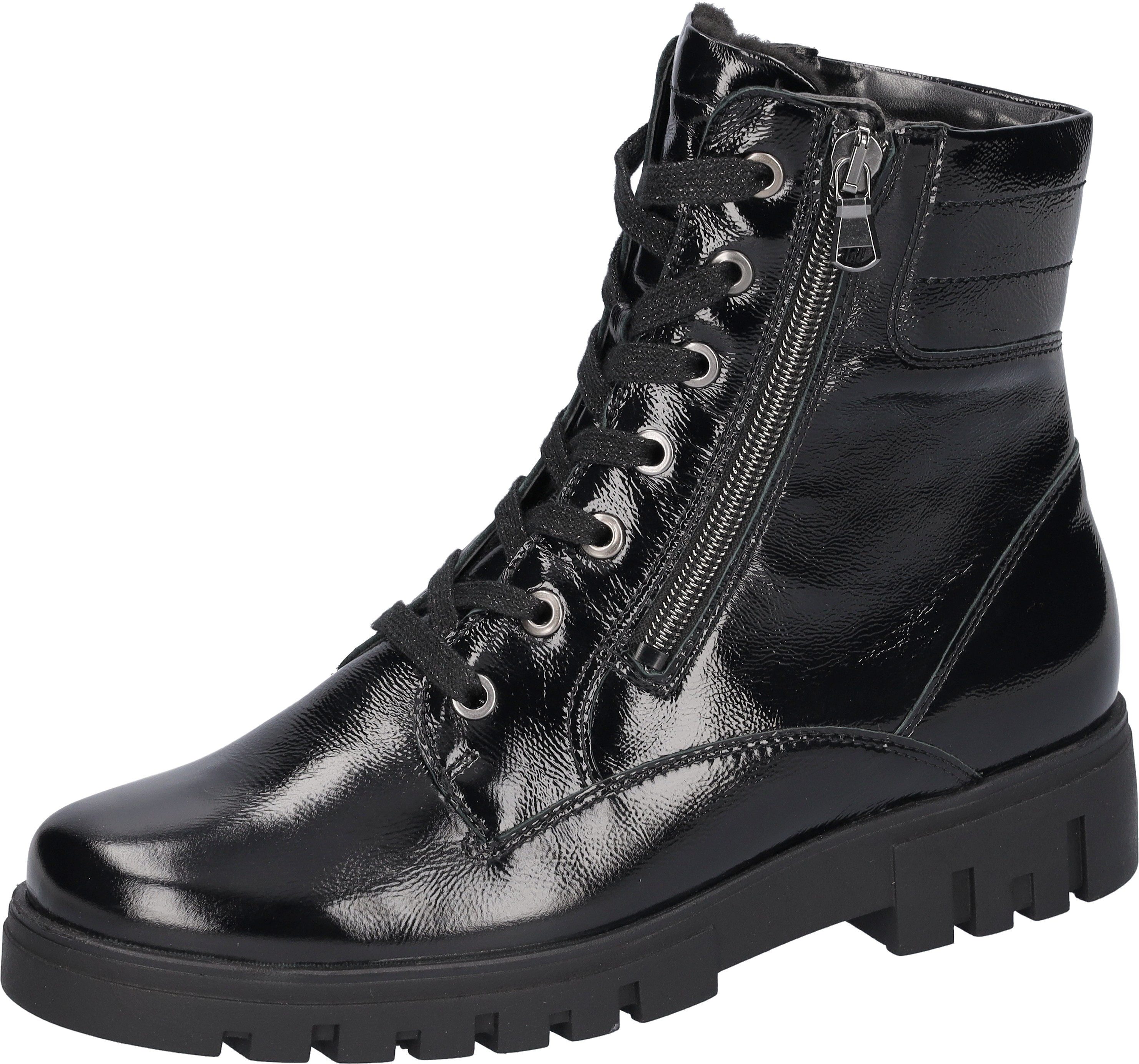 Waldläufer H-SERENA Schnürstiefelette, Schnürboots, Lackstiefelette, in (schwarz)