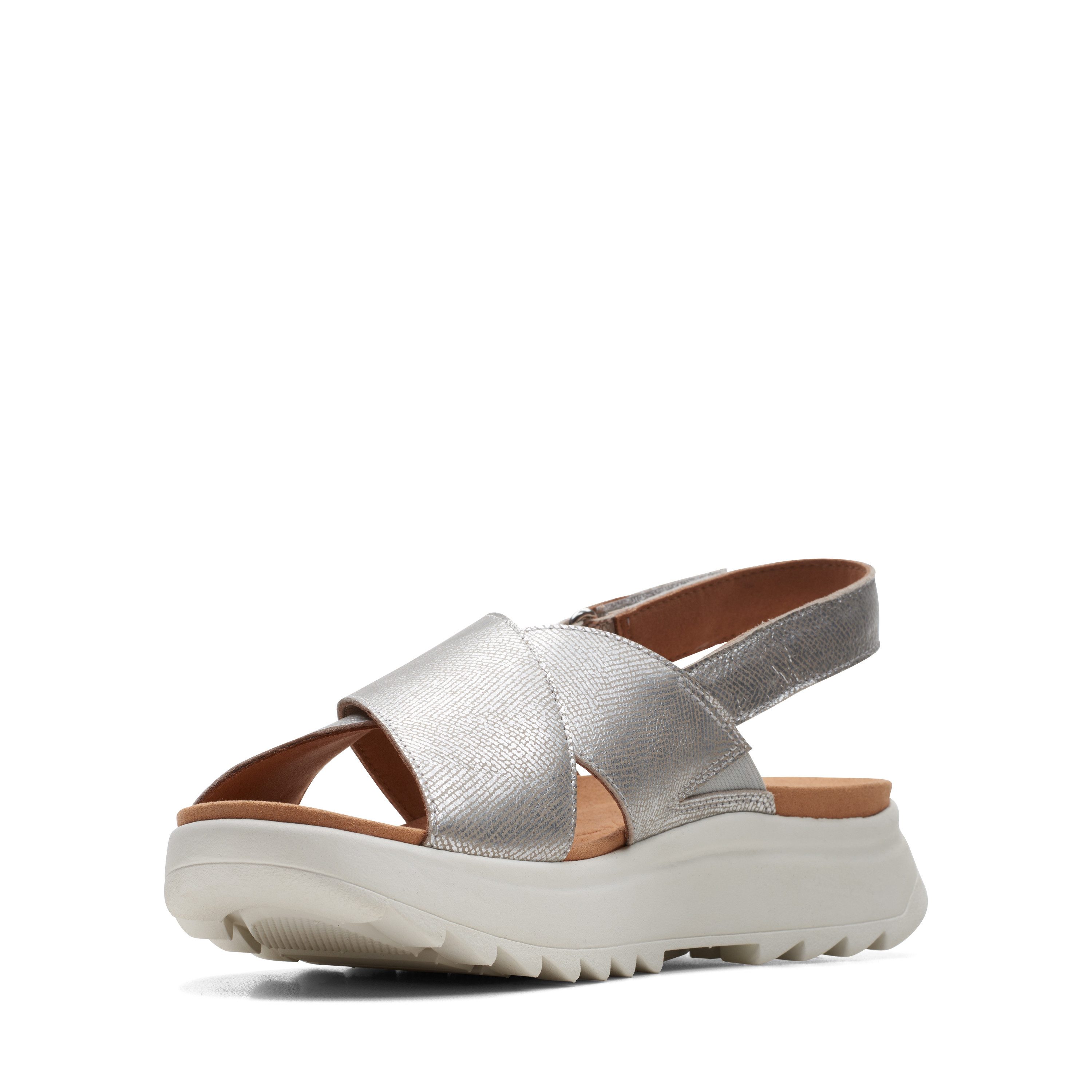 Clarks DashLite Wish Sandale, Plateausandale, Klettschuh (silberfarben)