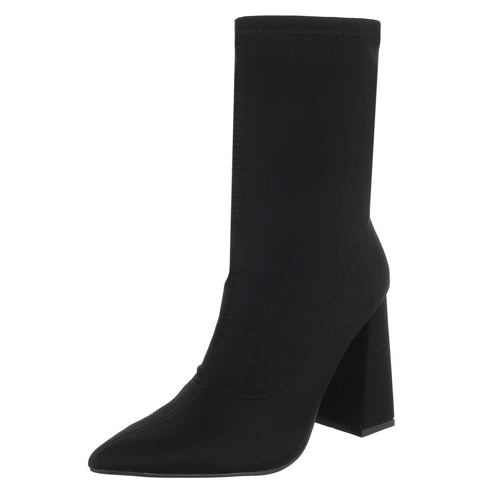 Ital-Design Elegante Blockabsatz-Stiefeletten für Damen, komfortabel (schwarz)