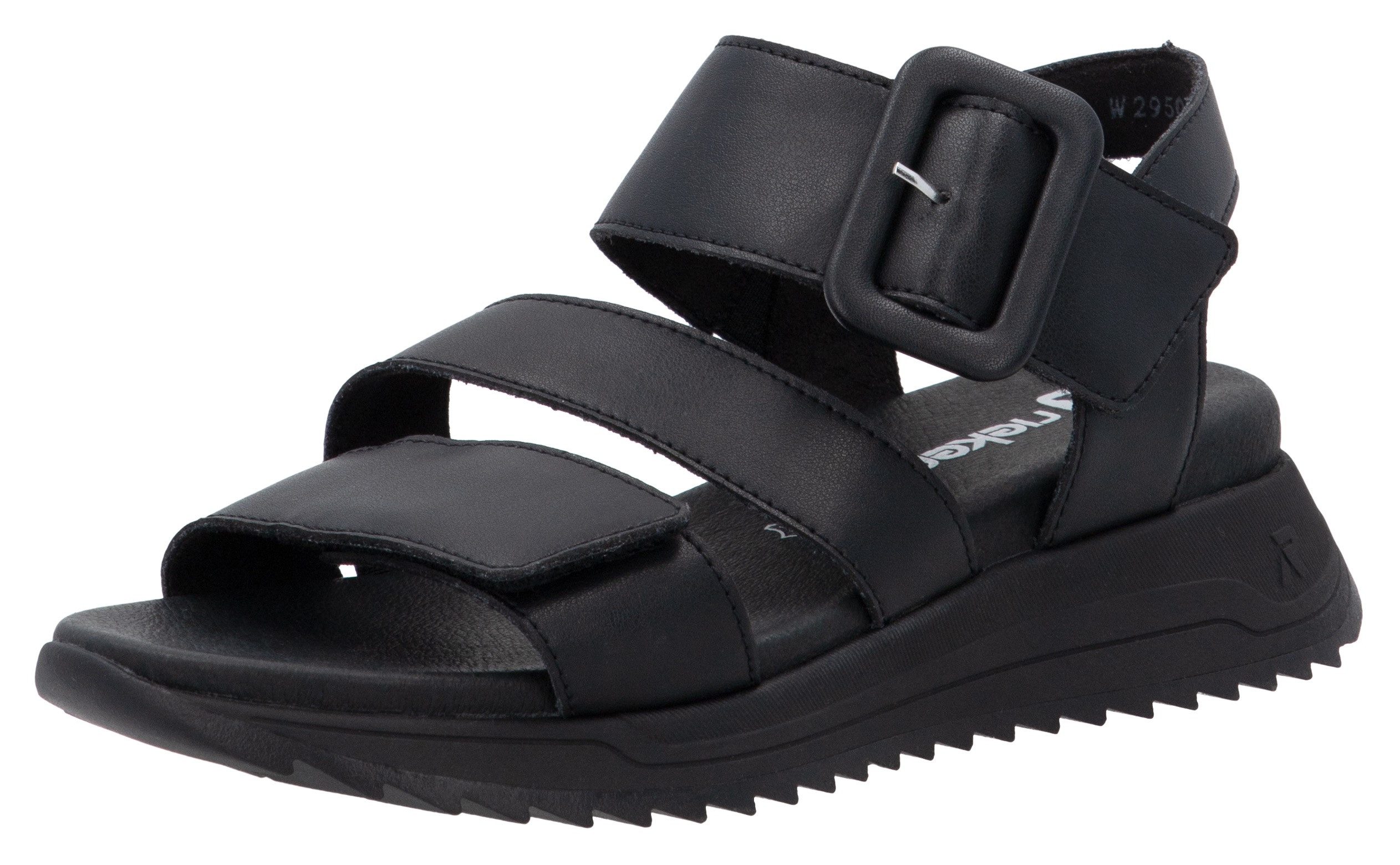RIEKER Sport Riemchensandale Sommerschuh, Klettschuh, Outdoorsandale (schwarz)