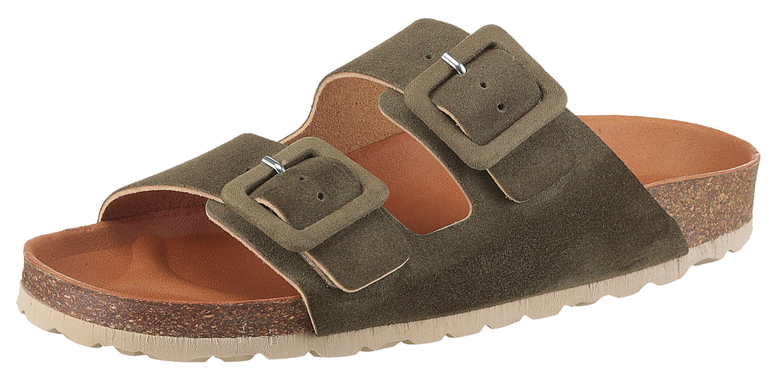 VERBENAS Randell Velour Pantolette, Sommerschuh, Schlappen, (grün)