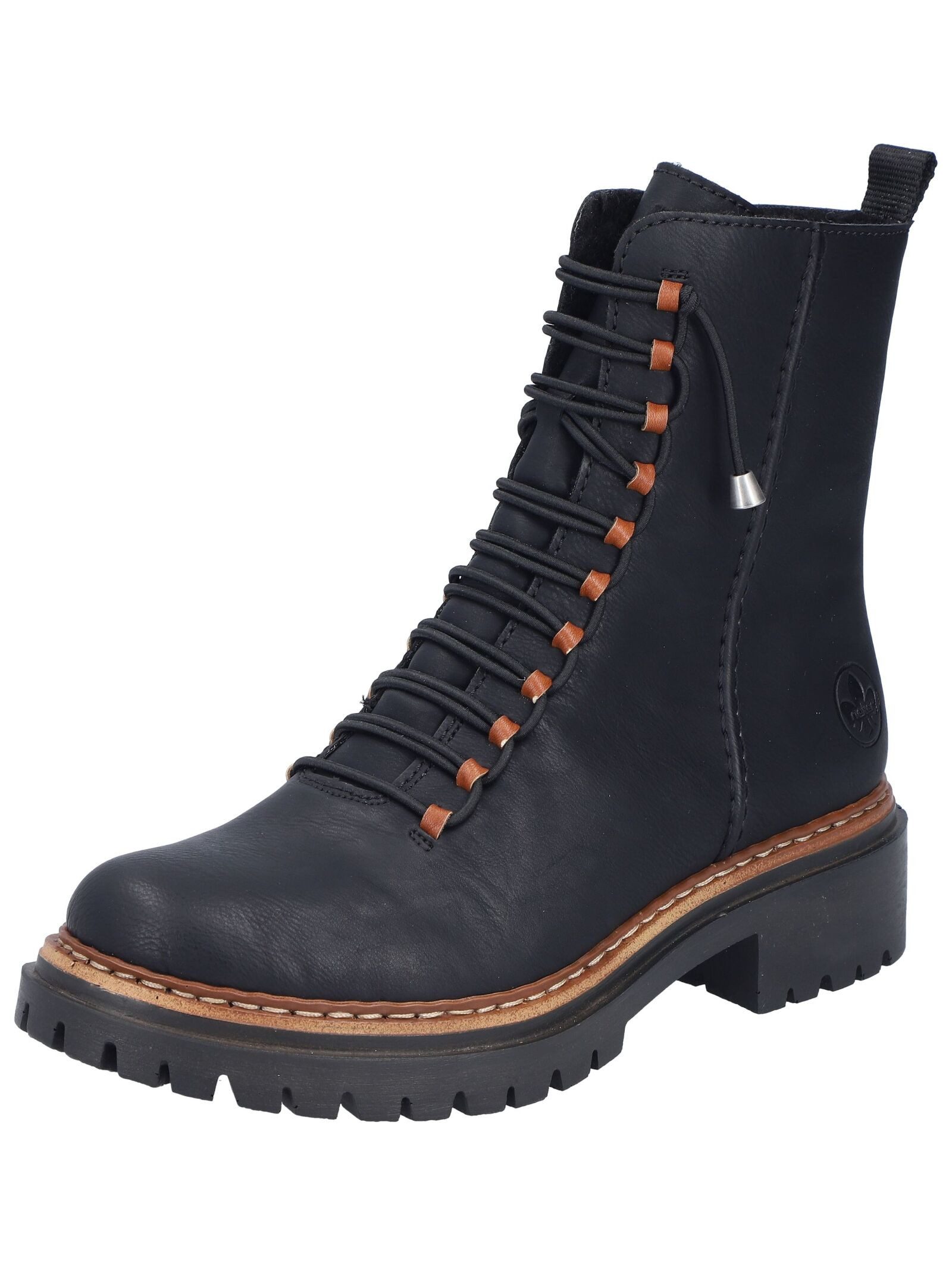 Rieker Rieker Stiefelette Lederimitat Schnürstiefelette (schwarz)
