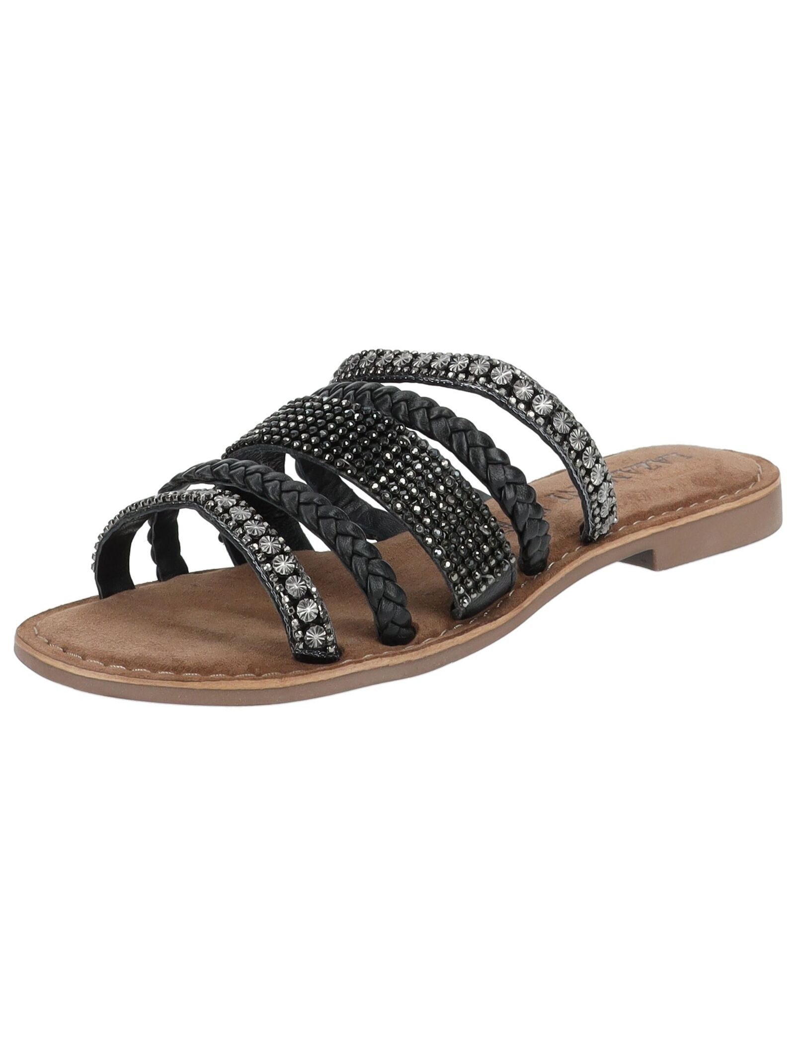 Lazamani Lazamani Pantoletten Leder/Textil Pantolette (schwarz)