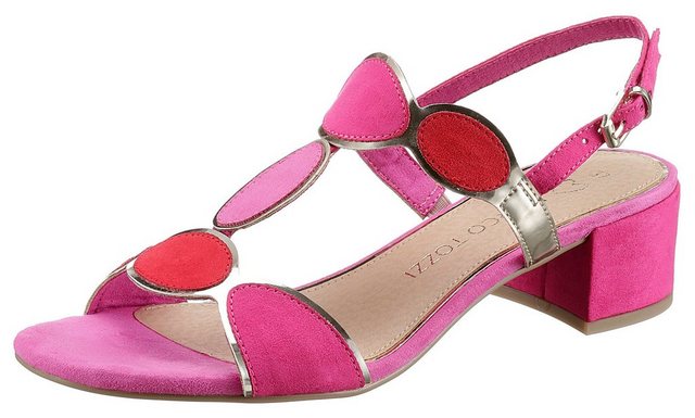 MARCO TOZZI Sandalette, Sommerschuh, Sandale, Blockabsatz, mit verstellbarer Schnalle (pink kombiniert)