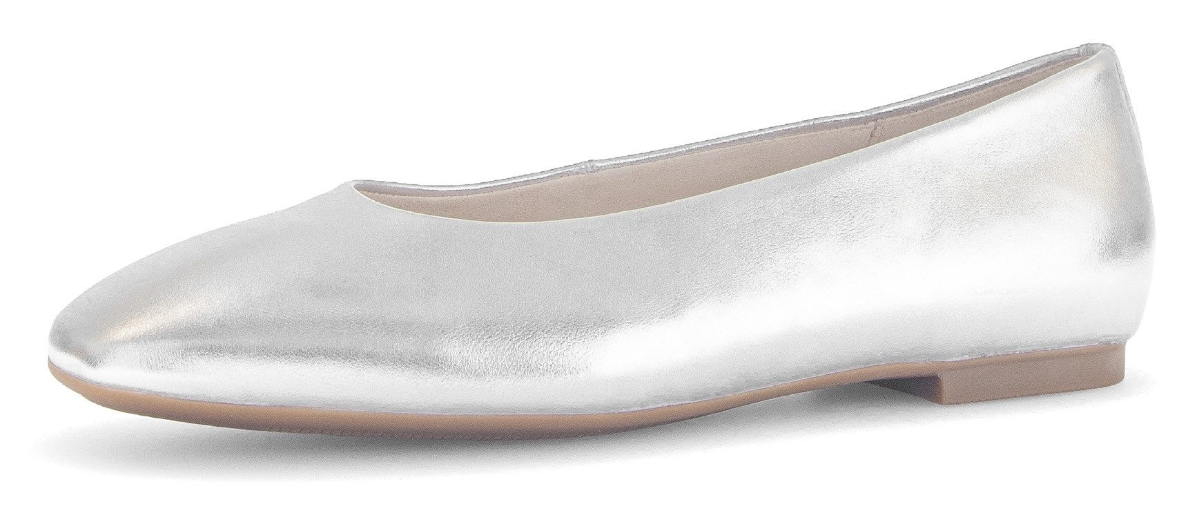 Gabor Ballerina, Blockabsatz, Businessschuh, Flats, Bequemschuh (silberfarben)