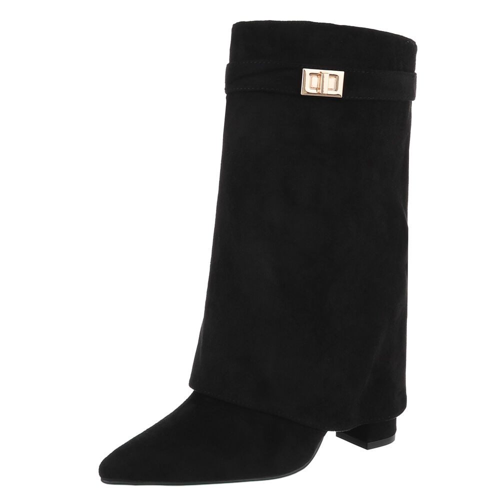 Ital-Design Modische Stiefeletten mit hohem Schaft (schwarz)