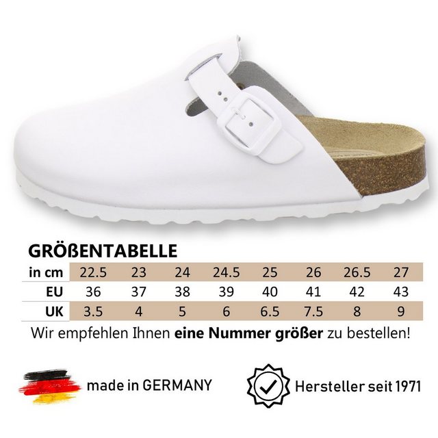 AFS-Schuhe 2900 Hausschuh für Damen aus Leder mit soft Fußbett, Made in Germany (weiß Glattleder)