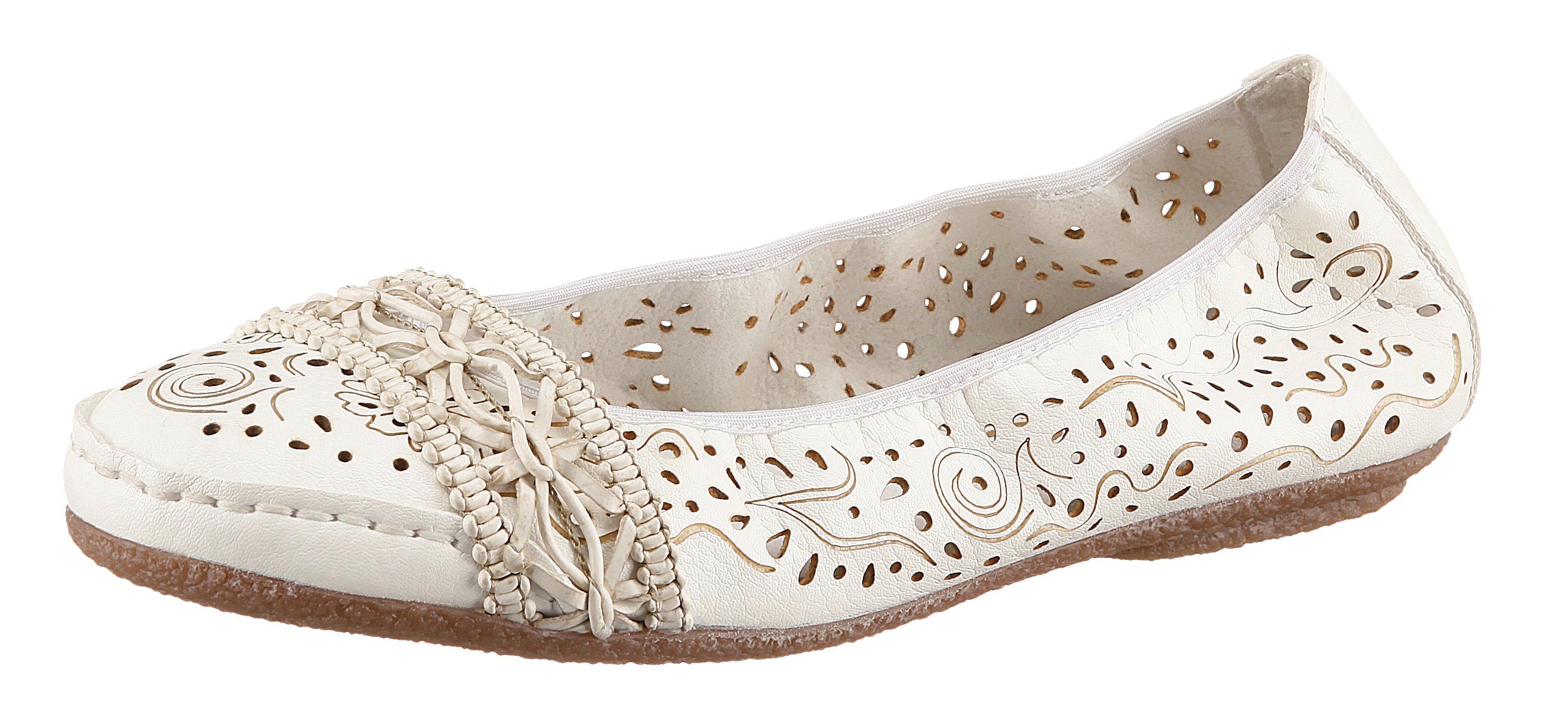 Rieker Ballerina Slipper, Flache Schuhe mit (weiß)