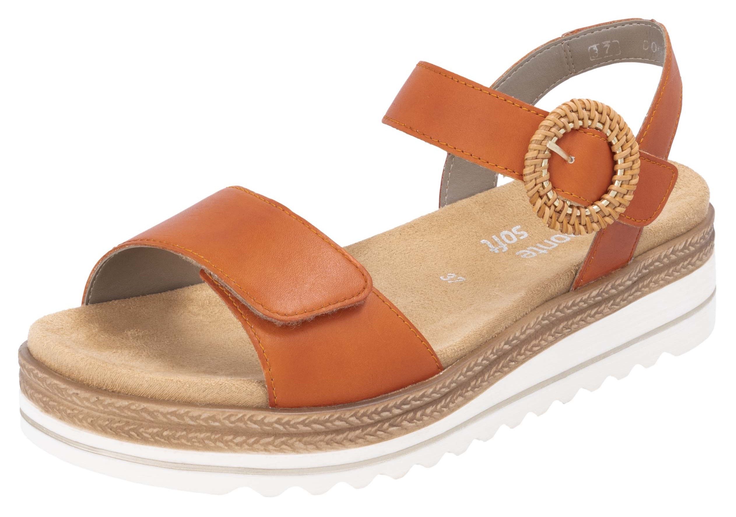 Remonte Keilsandalette, Sommerschuh, Riemchensandale mit praktischem (orange)