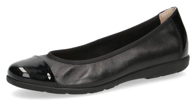 Caprice Ballerina Loafer, Slipper, Festtags Schuh mit Lack-Details (schwarz-glänzend)