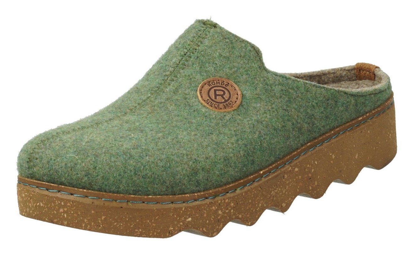 Rohde FOGGIA Pantoffel Hausschuh, Schlappen, Clog, (grün)